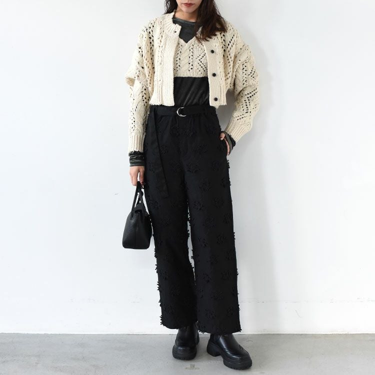 SALE 20％OFF】3D embroidery twill easy pants 3Dエンブロイダリー