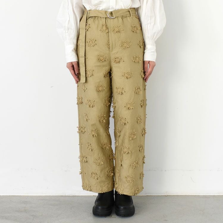 SALE 20％OFF】3D embroidery twill easy pants 3Dエンブロイダリー