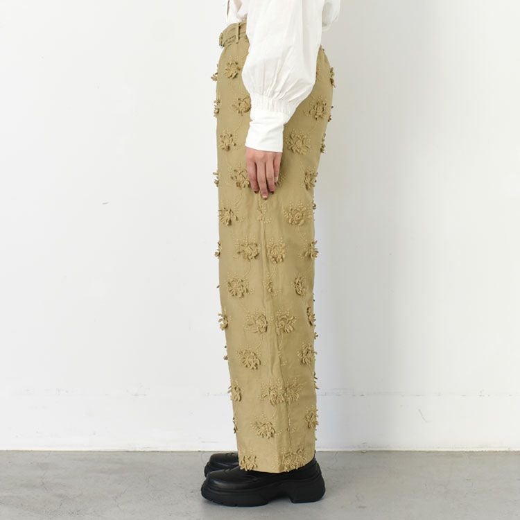 SALE 20％OFF】3D embroidery twill easy pants 3Dエンブロイダリー