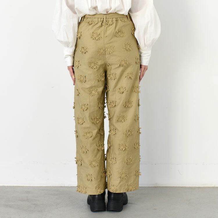 SALE 20％OFF】3D embroidery twill easy pants 3Dエンブロイダリー