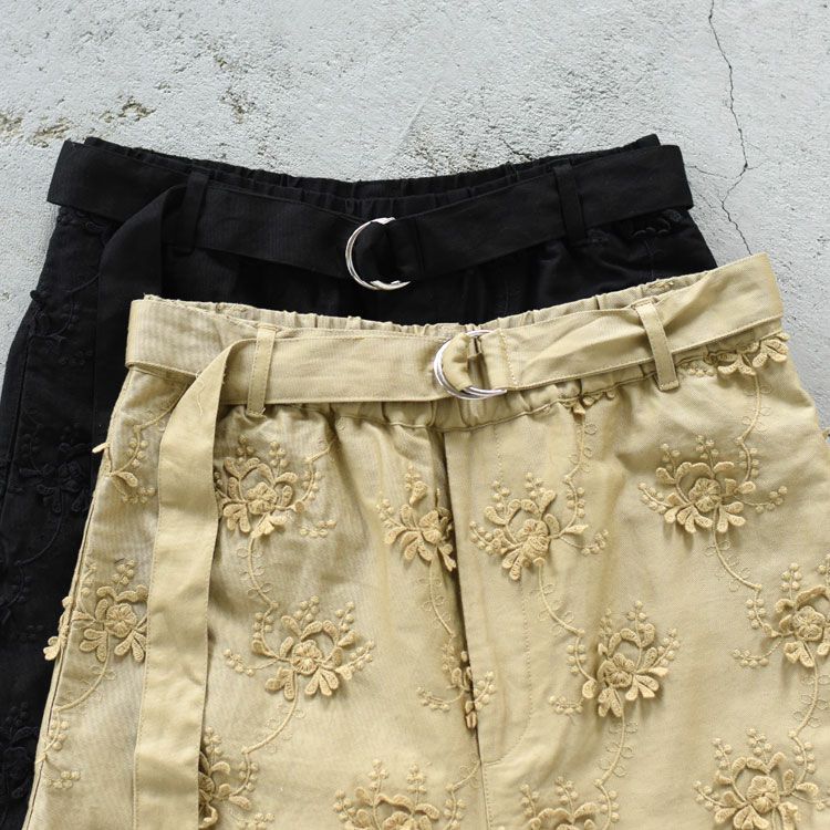 SALE 20％OFF】3D embroidery twill easy pants 3Dエンブロイダリー
