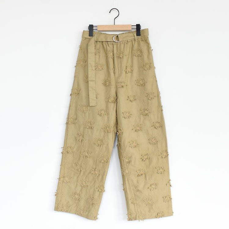 SALE 20％OFF】3D embroidery twill easy pants 3Dエンブロイダリー