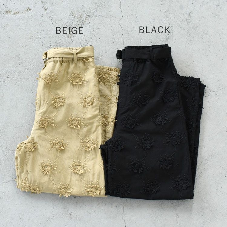SALE 20％OFF】3D embroidery twill easy pants 3Dエンブロイダリー