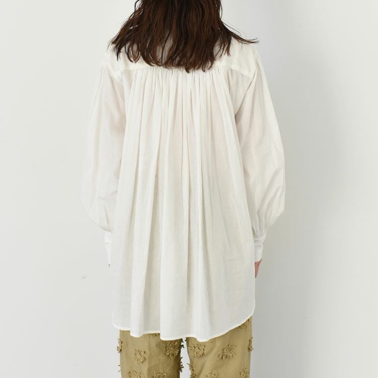 front scallop ribbon blouse フロントスカラップリボンブラウス