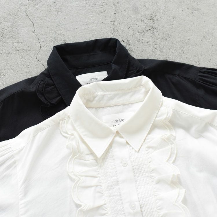 front scallop ribbon blouse フロントスカラップリボンブラウス