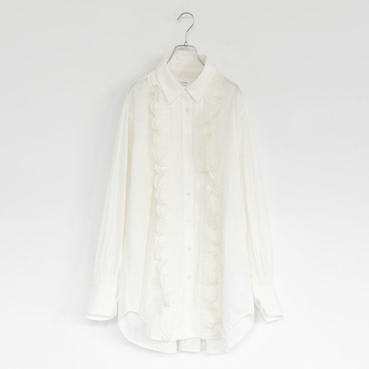 front scallop ribbon blouse フロントスカラップリボンブラウス