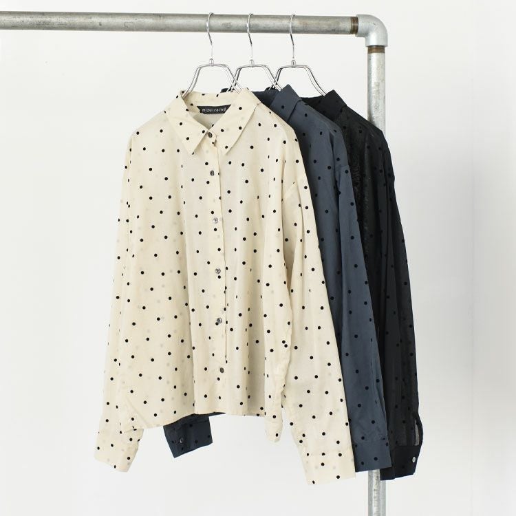 flocky dots print shirt フロッキードットプリントシャツ