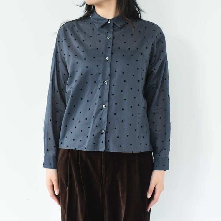 flocky dots print shirt フロッキードットプリントシャツ