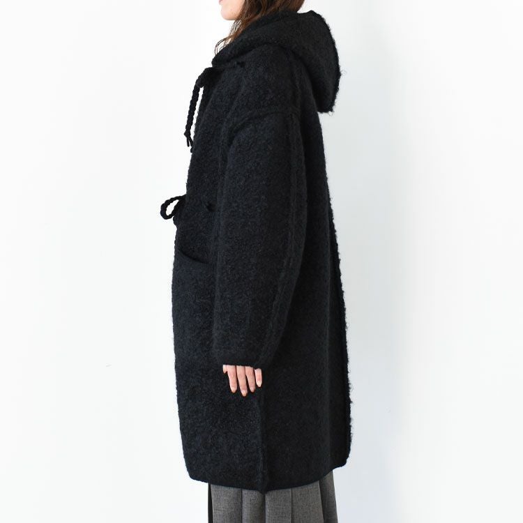 未使用に近い/現行モデル イサムカタヤマ ケーブルニット コート XL相当 黒 MOHAIR & SHETLAND WOOL JUMBO LOOP KNIT COAT ジャンボループニット