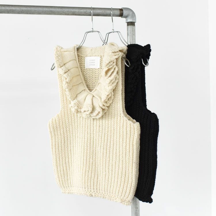hand knit ruffle vest ハンドニット ラッフルベスト