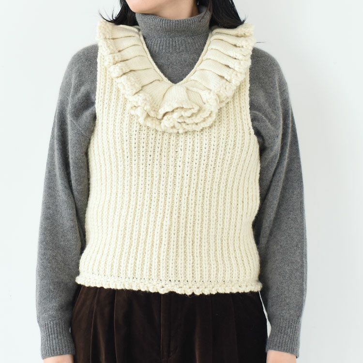 SALE 20%OFF】hand knit ruffle vest ハンドニット ラッフルベスト/CC SALE 20%OFF】hand knit ruffle vest ハンドニット ラッフルベスト/CC