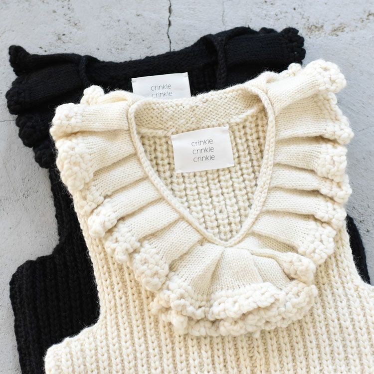 SALE 20％OFF】hand knit ruffle vest ハンドニット ラッフルベスト/CC