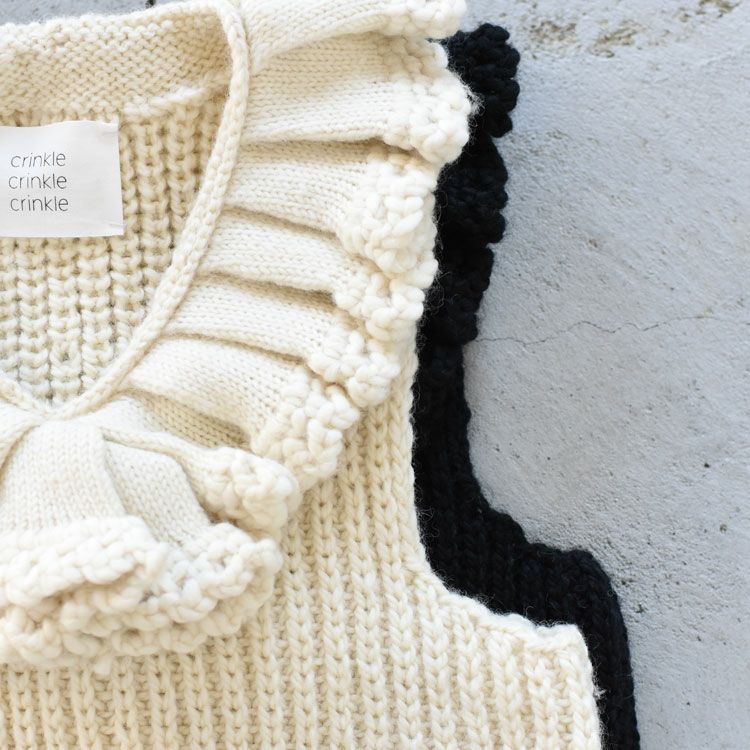 SALE 20％OFF】hand knit ruffle vest ハンドニット ラッフルベスト/CC