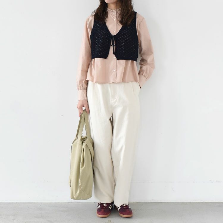 back satin two-tuck pants バックサテンツータックパンツ