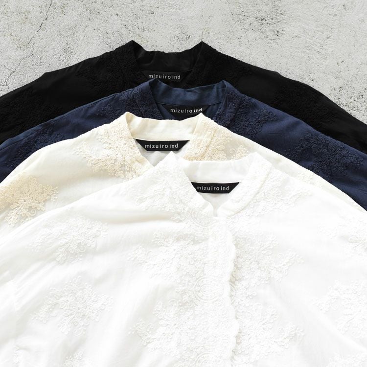 lace stand collar wide shirt レーススタンドカラーワイドシャツ