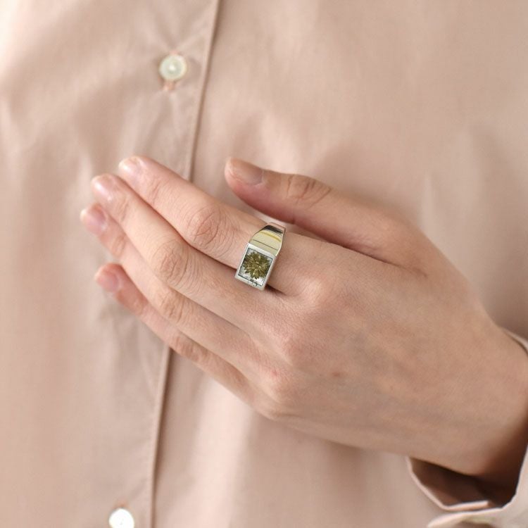 Signet with Gold Flower Ring/XOR125/XOLO JEWELRY（ショロジュエリー