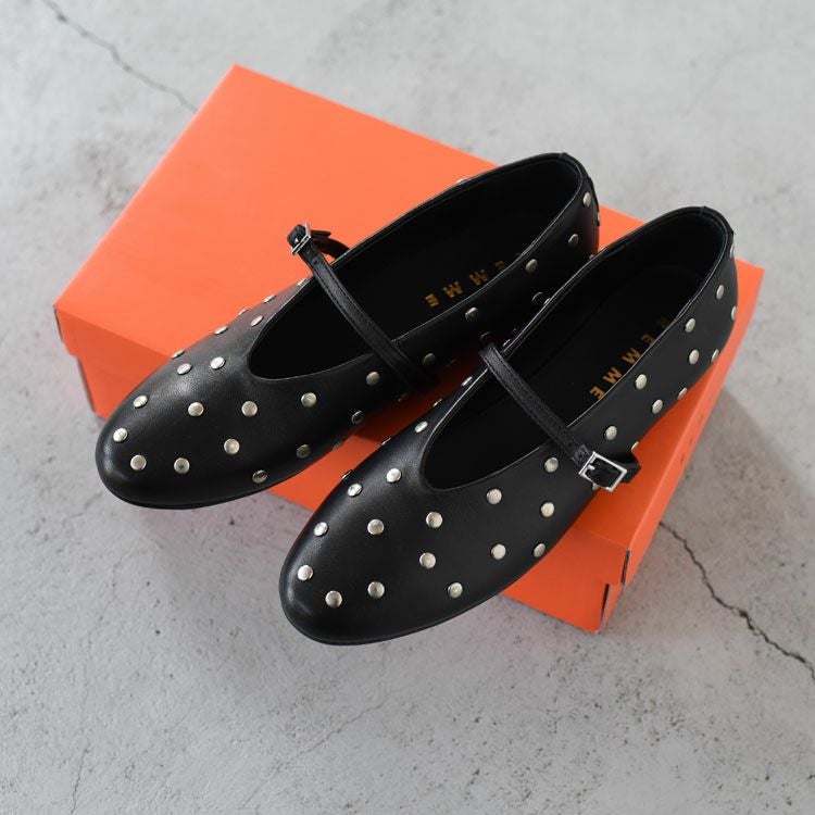 スタッズレザー メリージェーンフラットシューズ