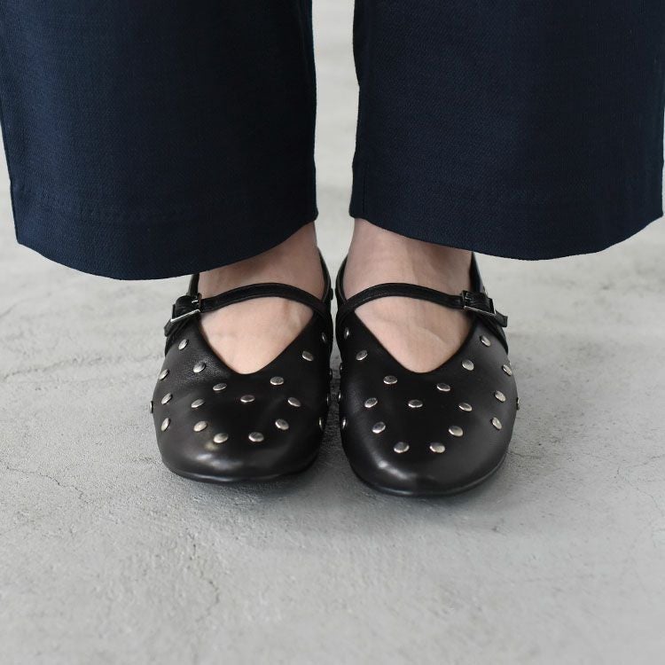 スタッズレザー メリージェーンフラットシューズ