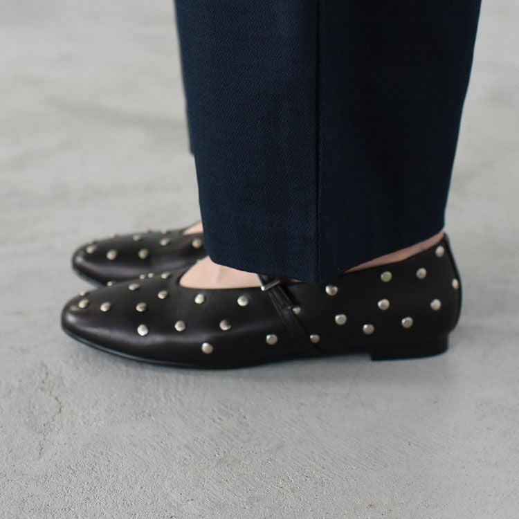 スタッズレザー メリージェーンフラットシューズ