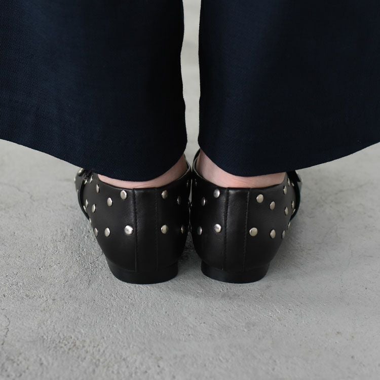 スタッズレザー メリージェーンフラットシューズ