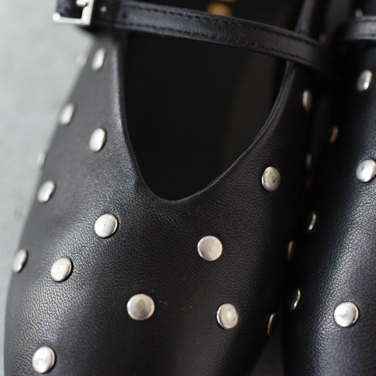 スタッズレザー メリージェーンフラットシューズ