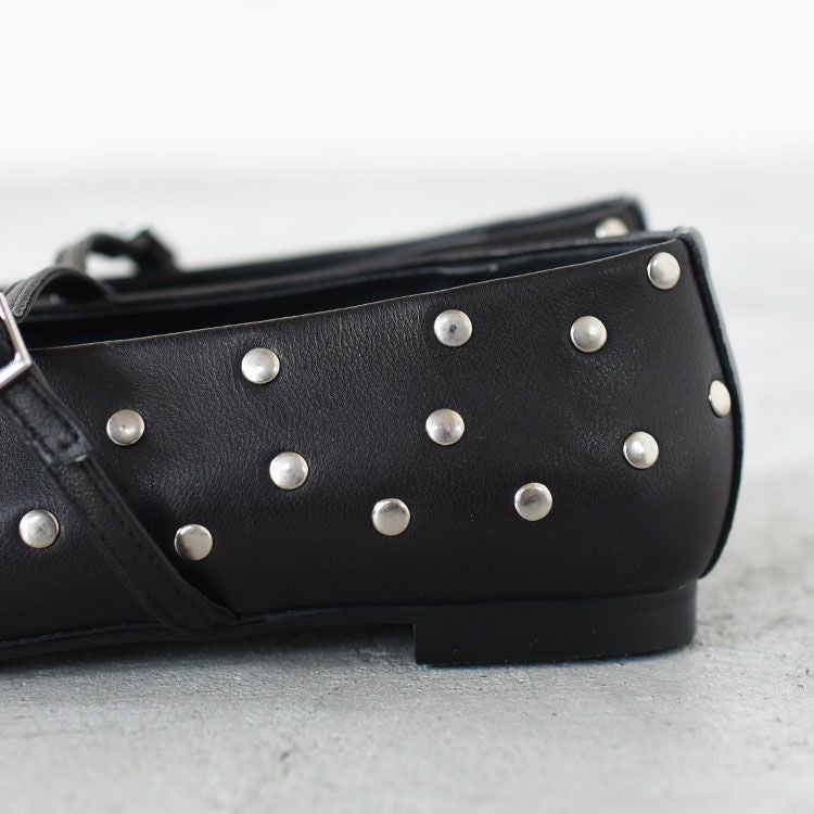 スタッズレザー メリージェーンフラットシューズ