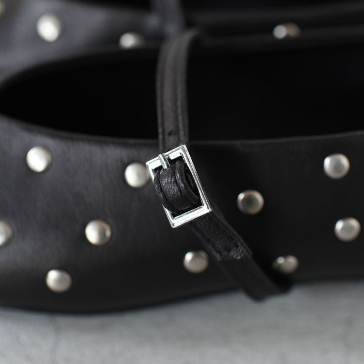 スタッズレザー メリージェーンフラットシューズ