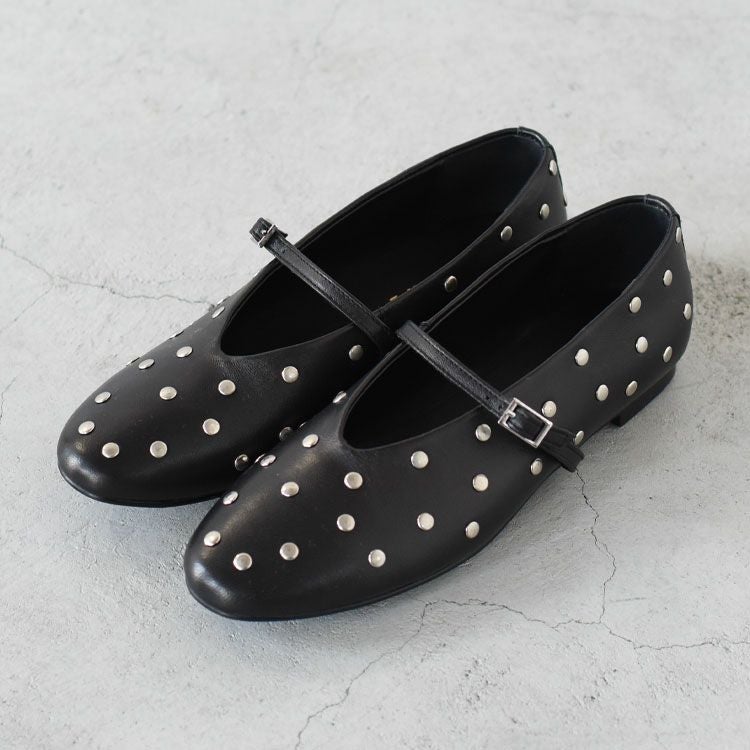 スタッズレザー メリージェーンフラットシューズ