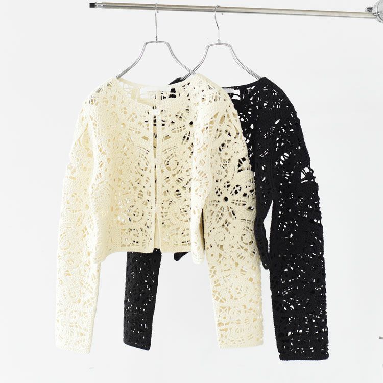 lace knitting cardigan レース編みショートカーディガン