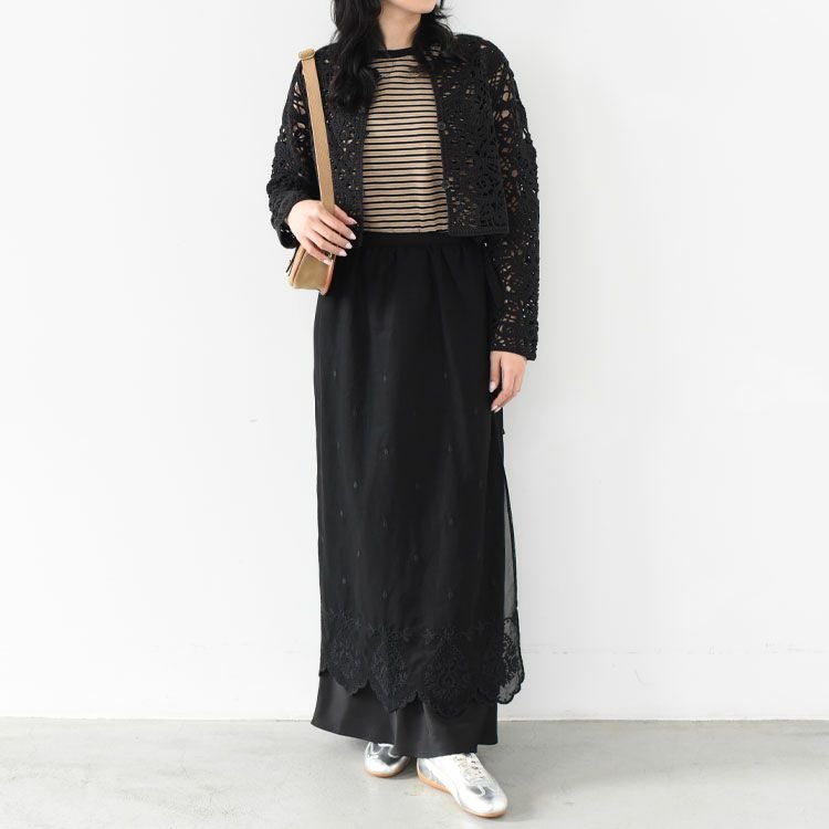 lace knitting cardigan レース編みショートカーディガン