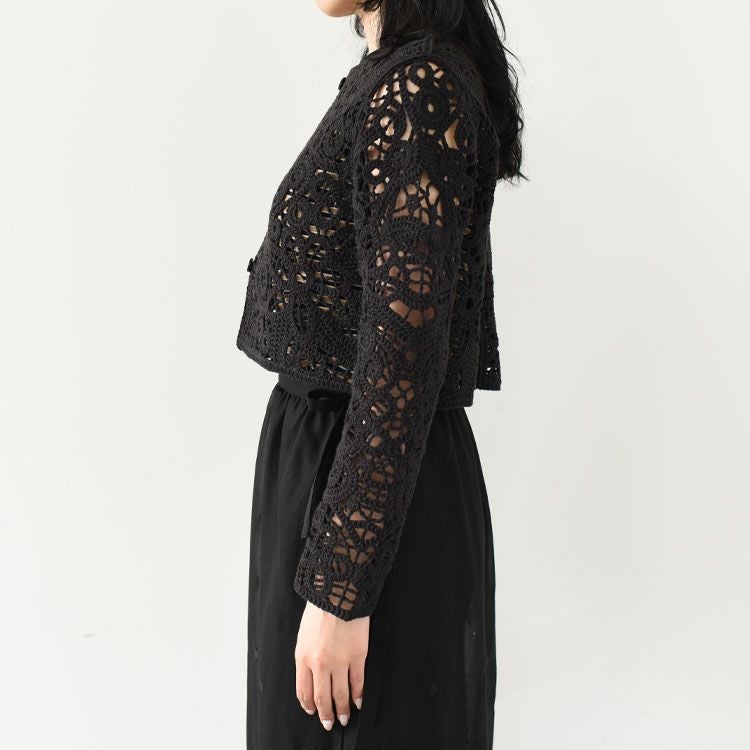 lace knitting cardigan レース編みショートカーディガン