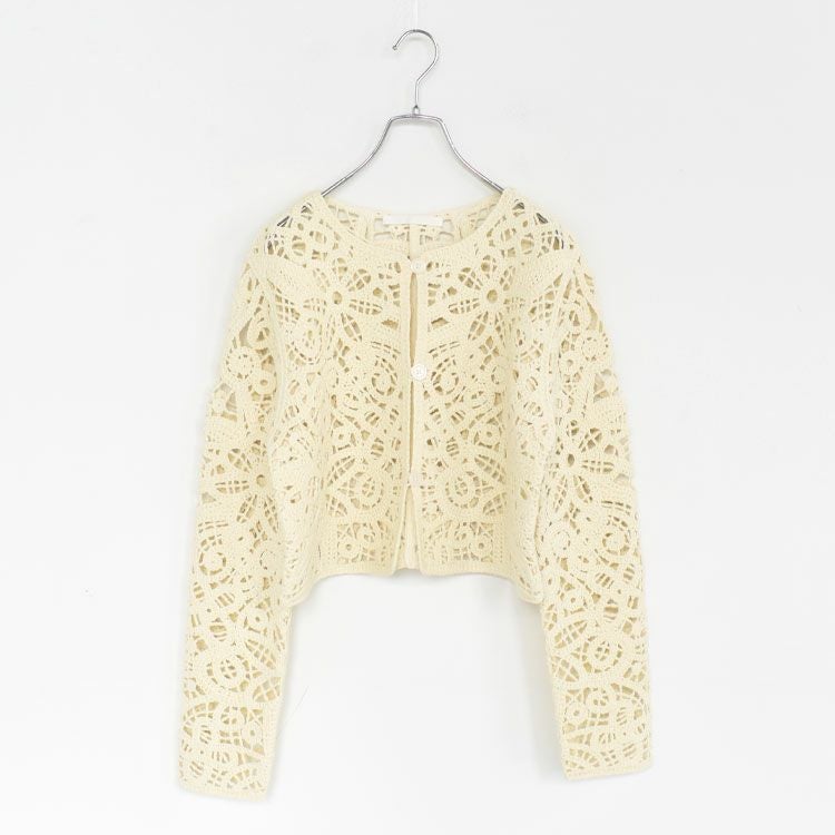 lace knitting cardigan レース編みショートカーディガン