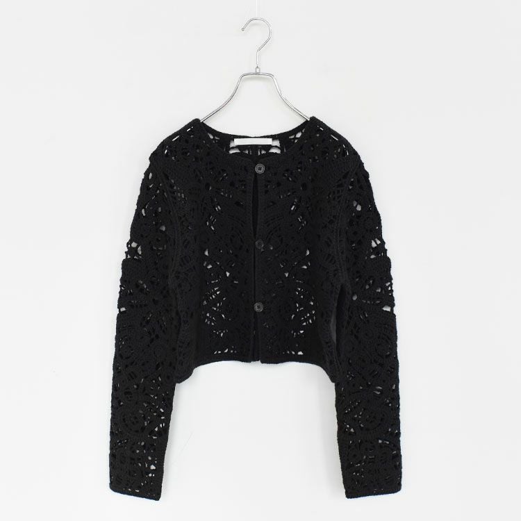 未使用級✨ MARMARMAR レース編みショートカーディガン 黒 FREE lace knitting cardigan レース編みショートカーディガン/2-820012
