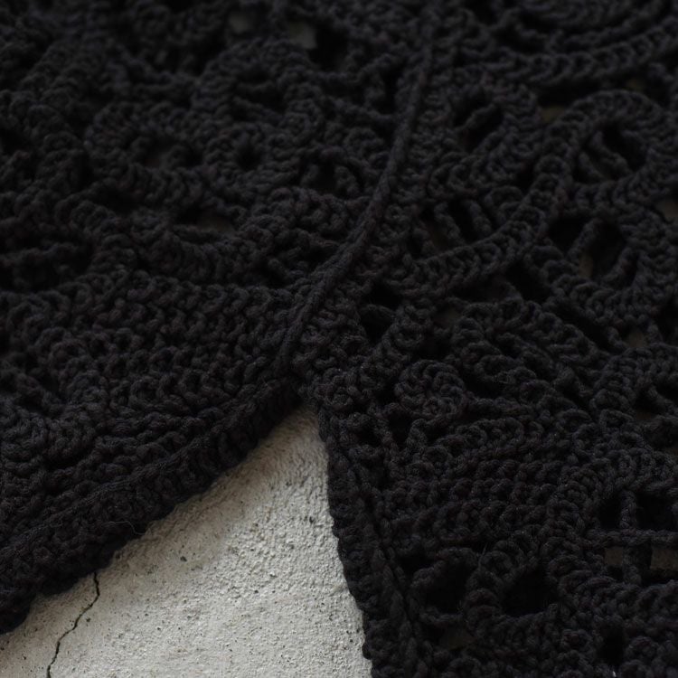 未使用級✨ MARMARMAR レース編みショートカーディガン 黒 FREE lace knitting cardigan レース編みショートカーディガン/2-820012