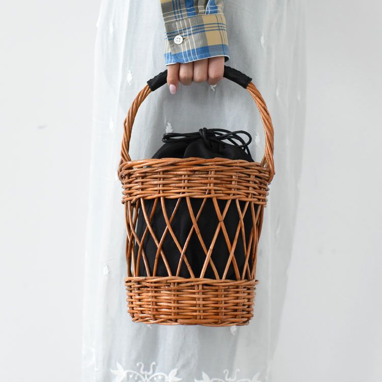 ラタン巾着カゴバッグ