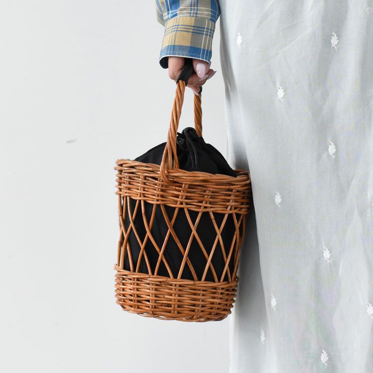 ラタン巾着カゴバッグ