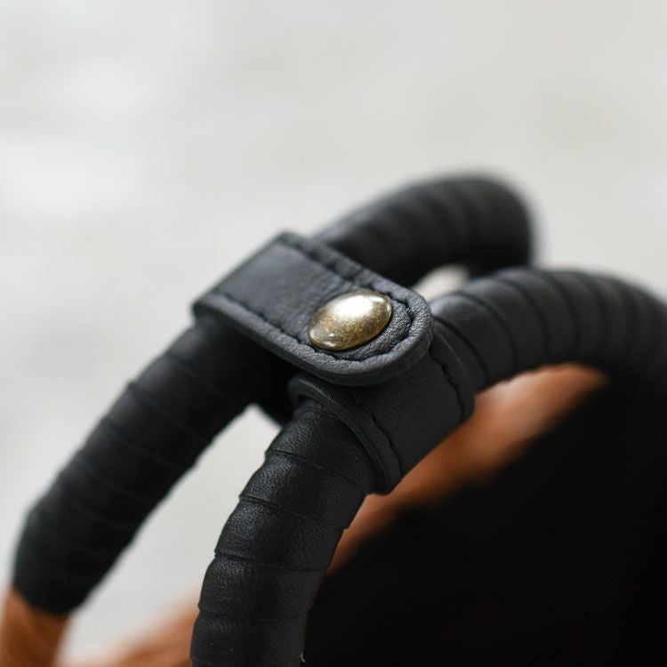 ウィッカー×レザー スクエアカゴバッグ