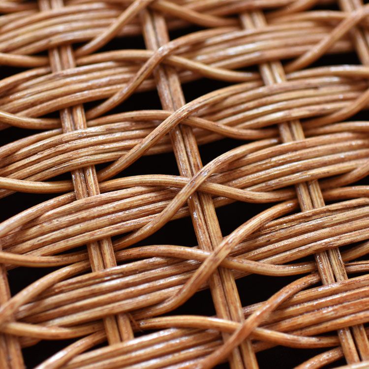 ウィッカー×レザー スクエアカゴバッグ