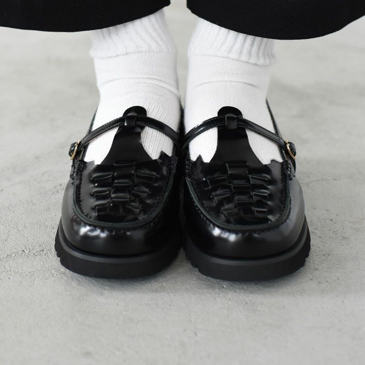 Tストラップ メッシュローファー