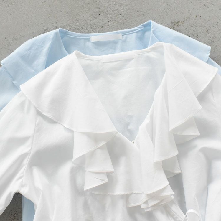 Ruffle Frill Cache-Coeur Blouse ラッフルフリルカシュクールブラウス