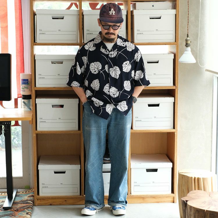 Short Sleeve Open Collar Shirt - Leaf ショートスリーブ オープンカラーシャツ