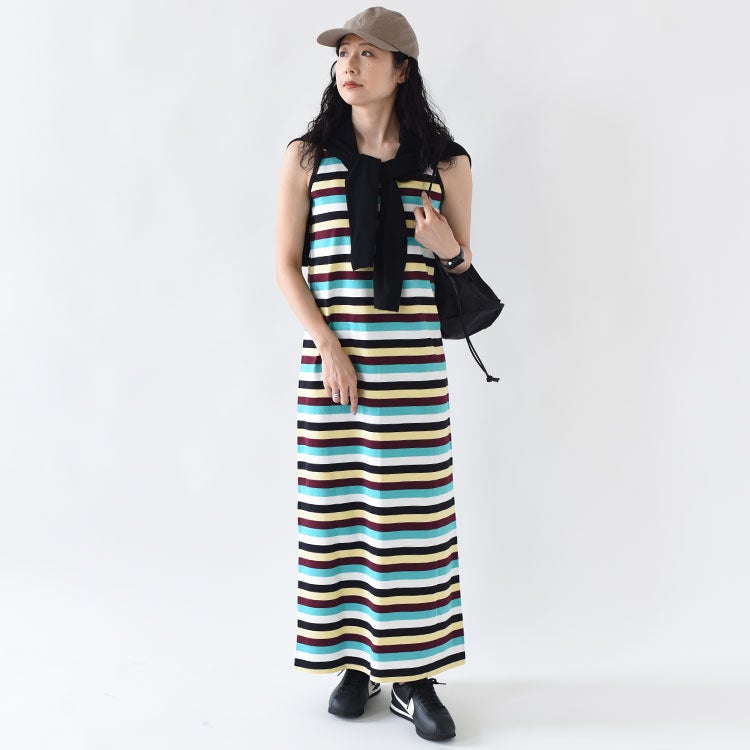 MULTI STRIPED JERSEY DRESS マルチストライプ ジャージードレス