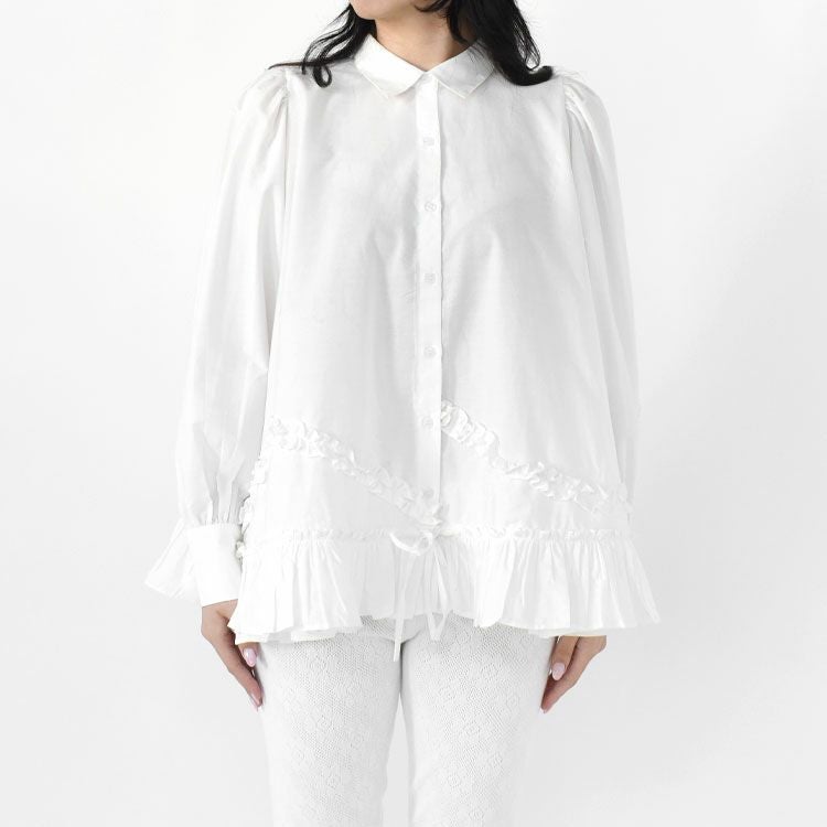 frill hem long sleeve shirts フリルヘム ロングスリーブシャツ/CC