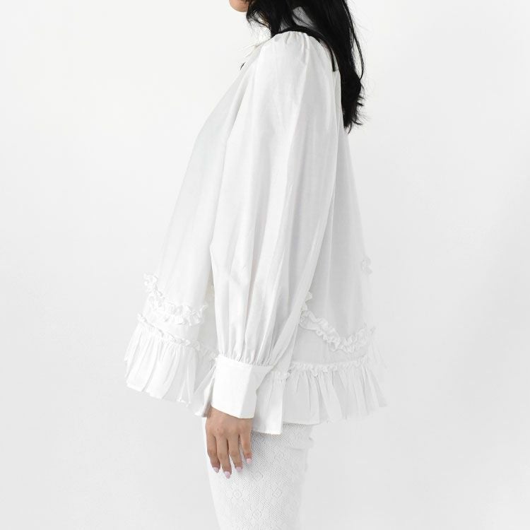frill hem long sleeve shirts フリルヘム ロングスリーブシャツ/CC