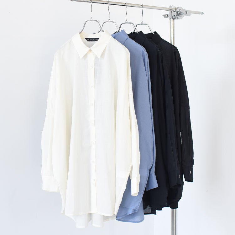 T/C sheer wide shirt T/Cシアーワイドシャツ/1-230162/mizuiro ind