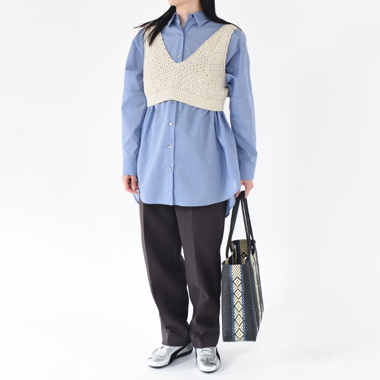 T/C sheer wide shirt T/Cシアーワイドシャツ/1-230162/mizuiro ind