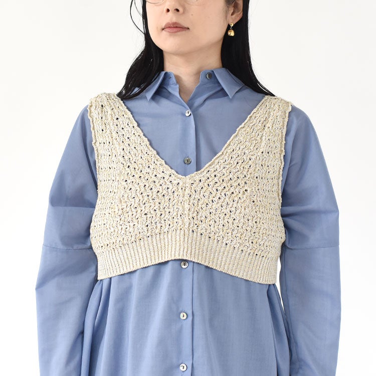 DOUBLE HONEYCOMB MESH-KNIT CROPPED VEST ダブルハニカム メッシュニット クロップドベスト