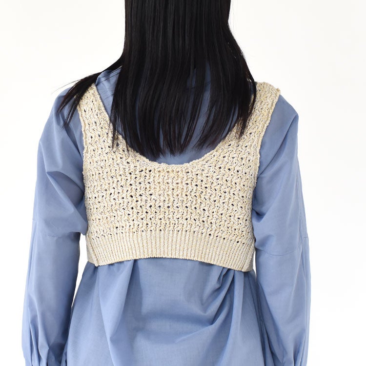DOUBLE HONEYCOMB MESH-KNIT CROPPED VEST ダブルハニカム メッシュ