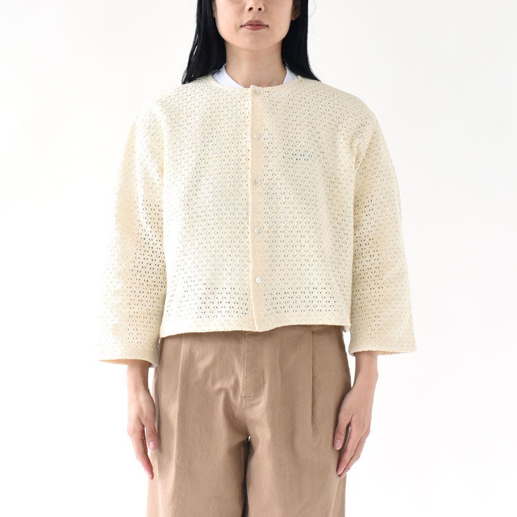 Lattice lace shirt cardigan シャツカーディガン