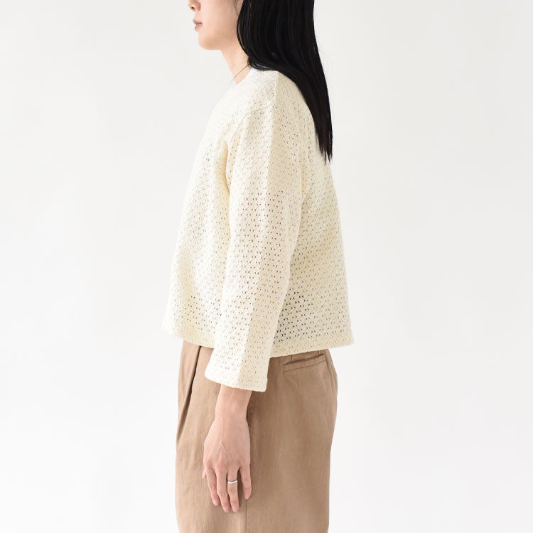Lattice lace shirt cardigan シャツカーディガン